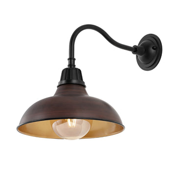 Aurora 12.25" Farmhouse Industrial Indoor/Outdoor Iron LED Gooseneck Arm Outdoor Sconce